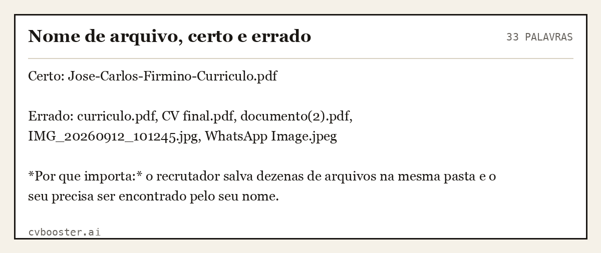Exemplo completo: Nome de arquivo, certo e errado, 33 palavras
