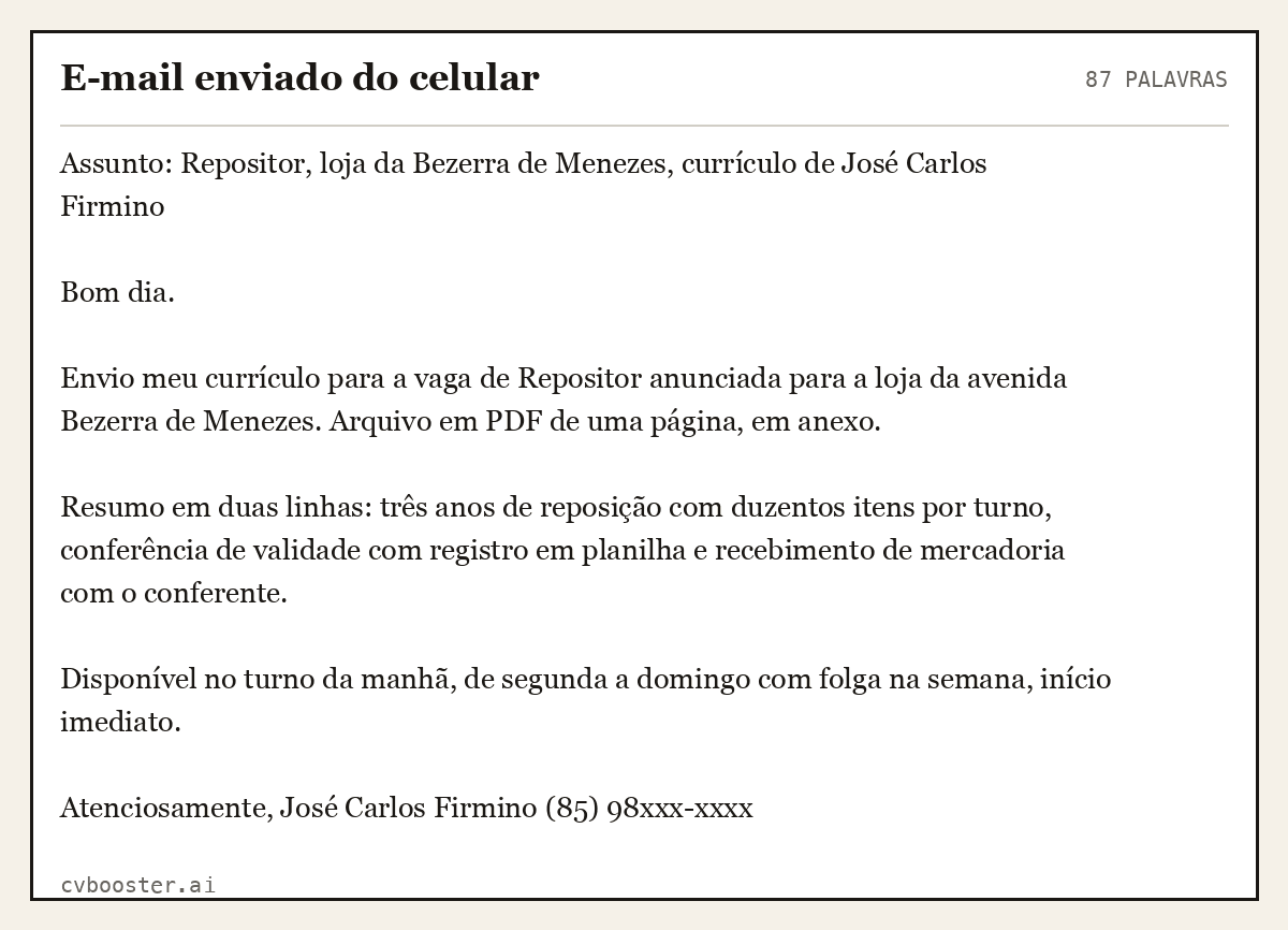 Exemplo completo: E-mail enviado do celular, 87 palavras