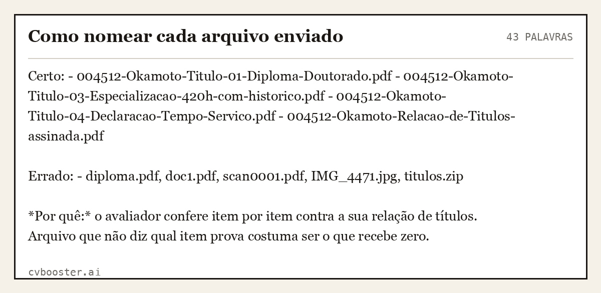Exemplo completo: Como nomear cada arquivo enviado, 43 palavras