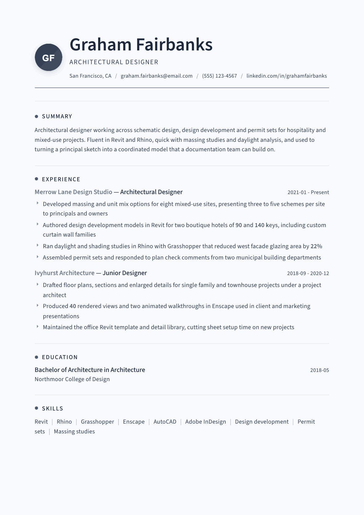 Architectural Designer resume example, Thread template