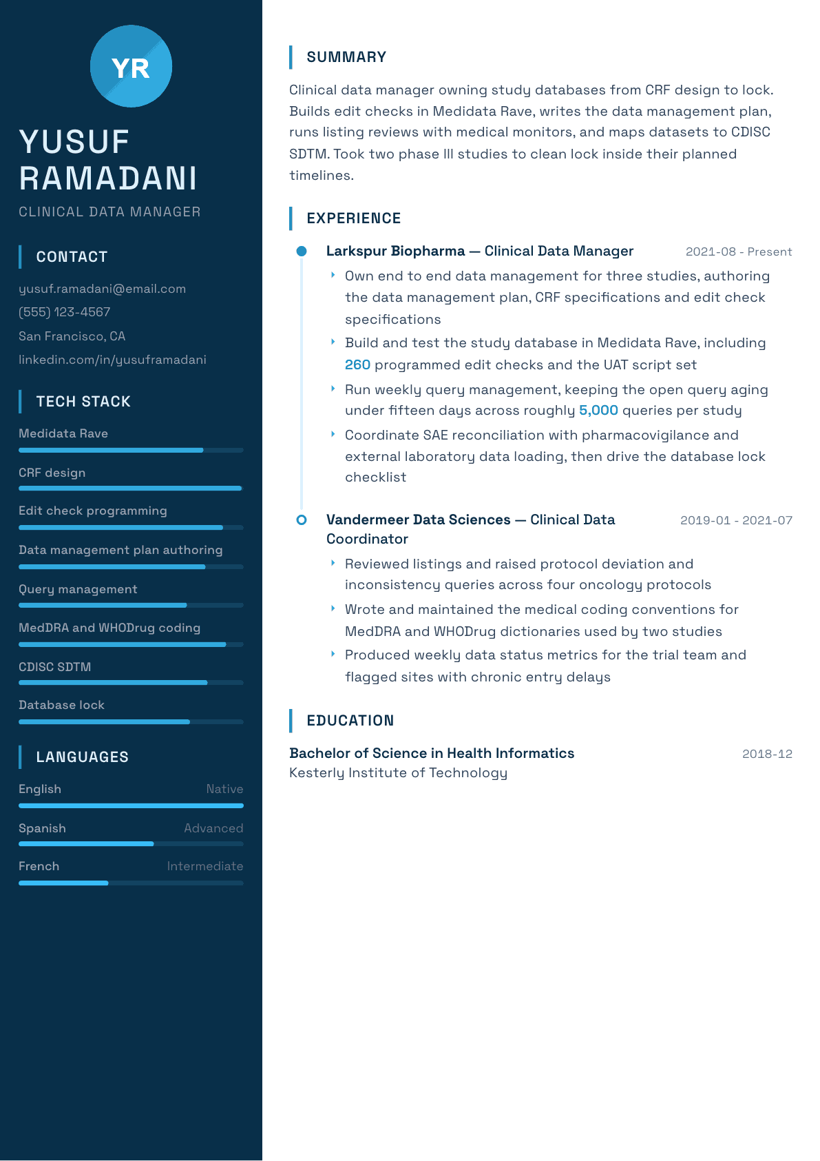Clinical Data Manager resume example, Circuit template