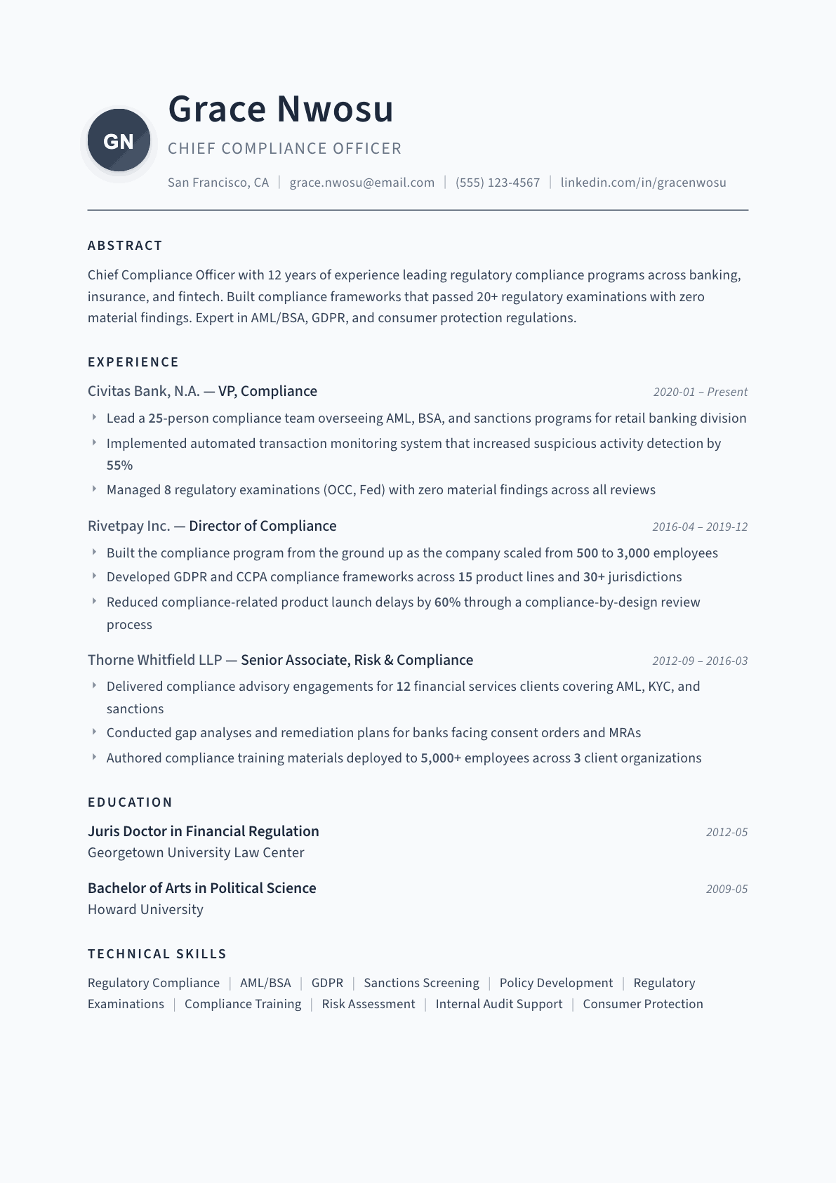 Compliance Officer resume example, Thesis template