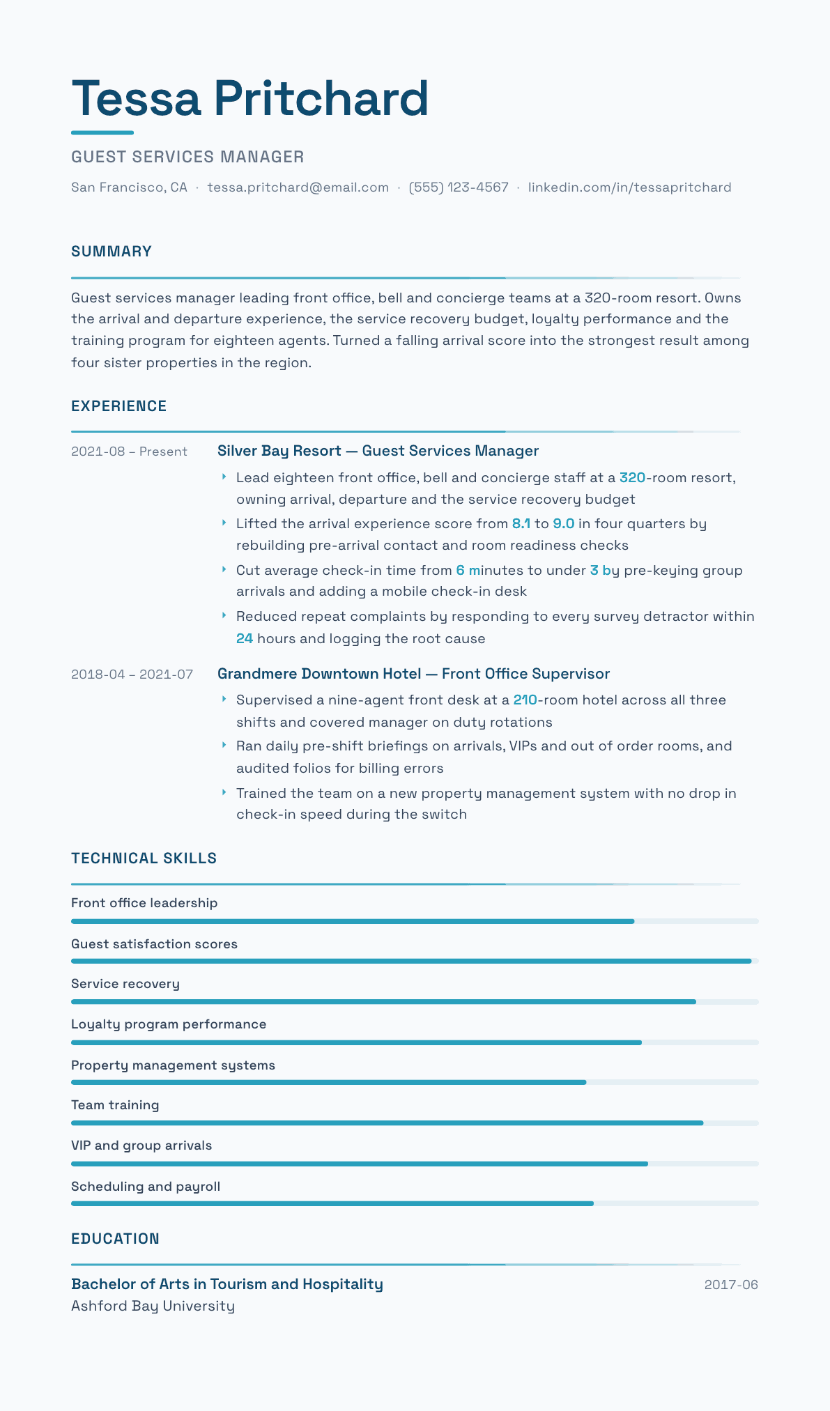 Guest Services Manager resume example, Velocity template