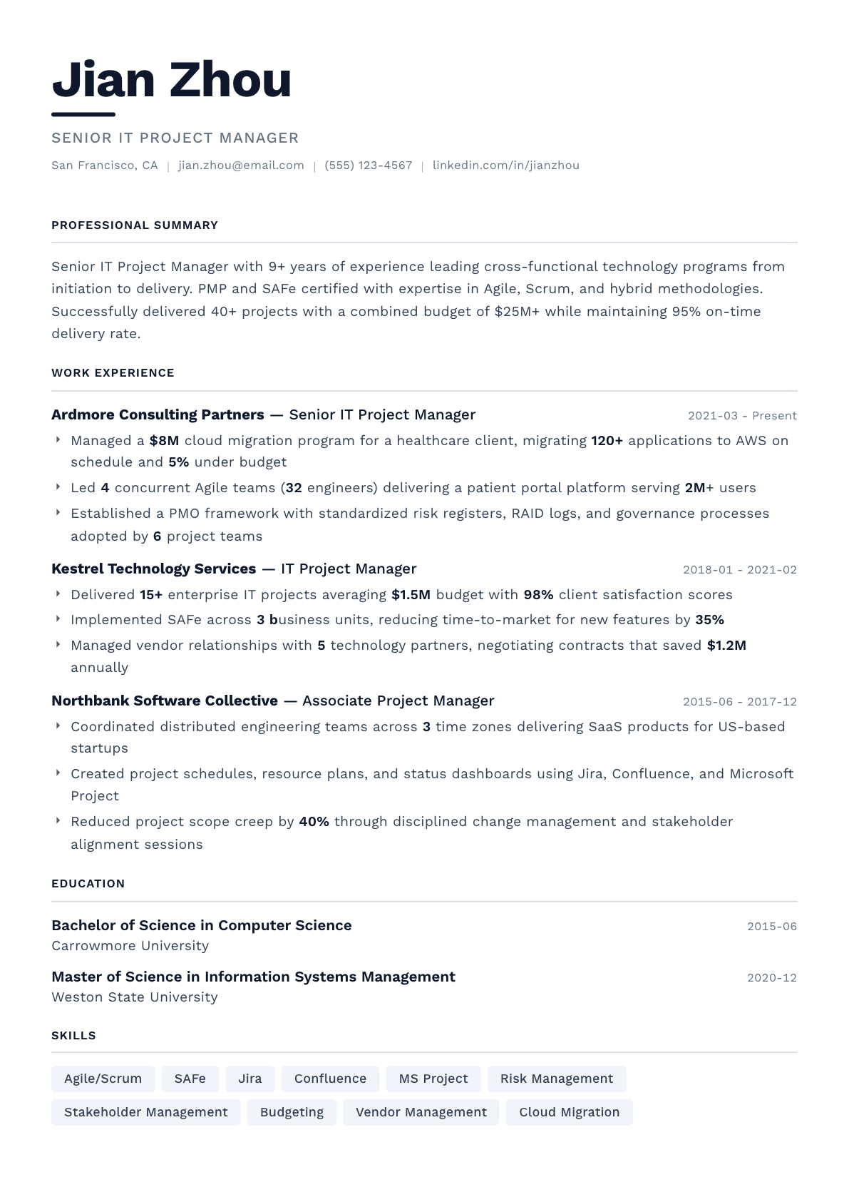 IT Project Manager resume example, Berlin template