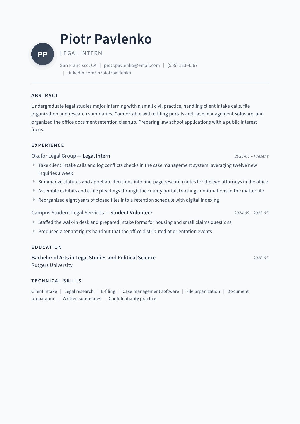 Legal Intern resume example, Thesis template