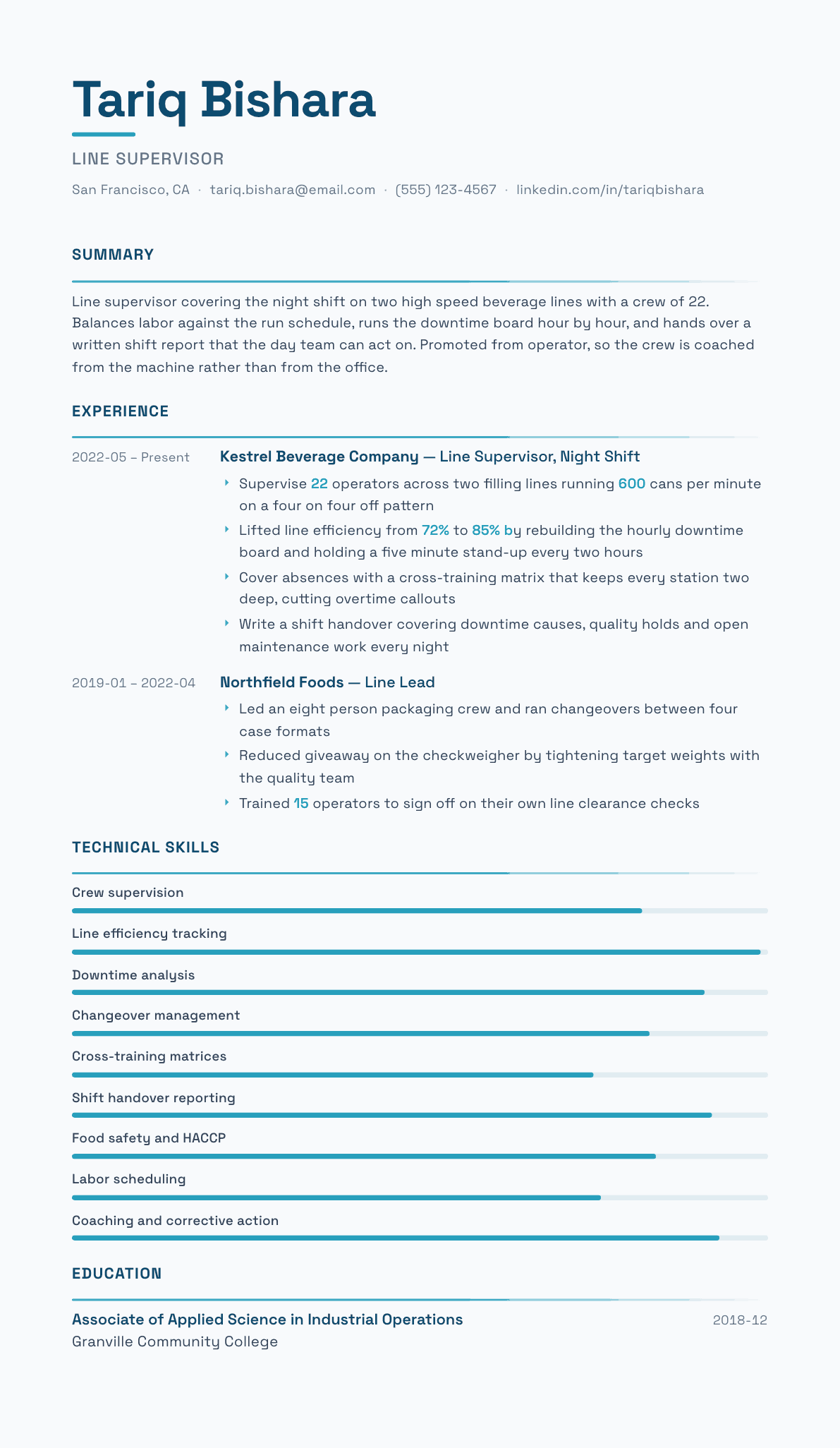 Line Supervisor resume example, Velocity template