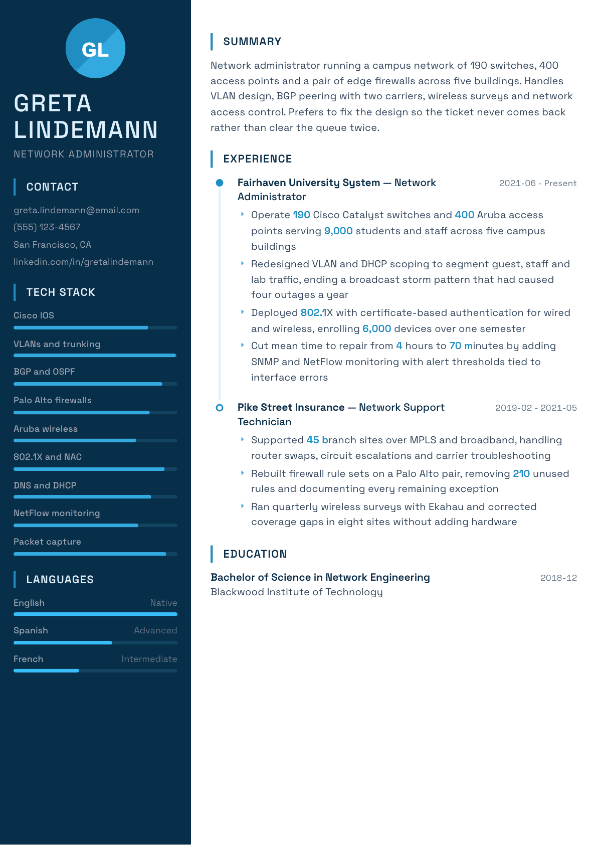 Network Administrator resume example, Circuit template
