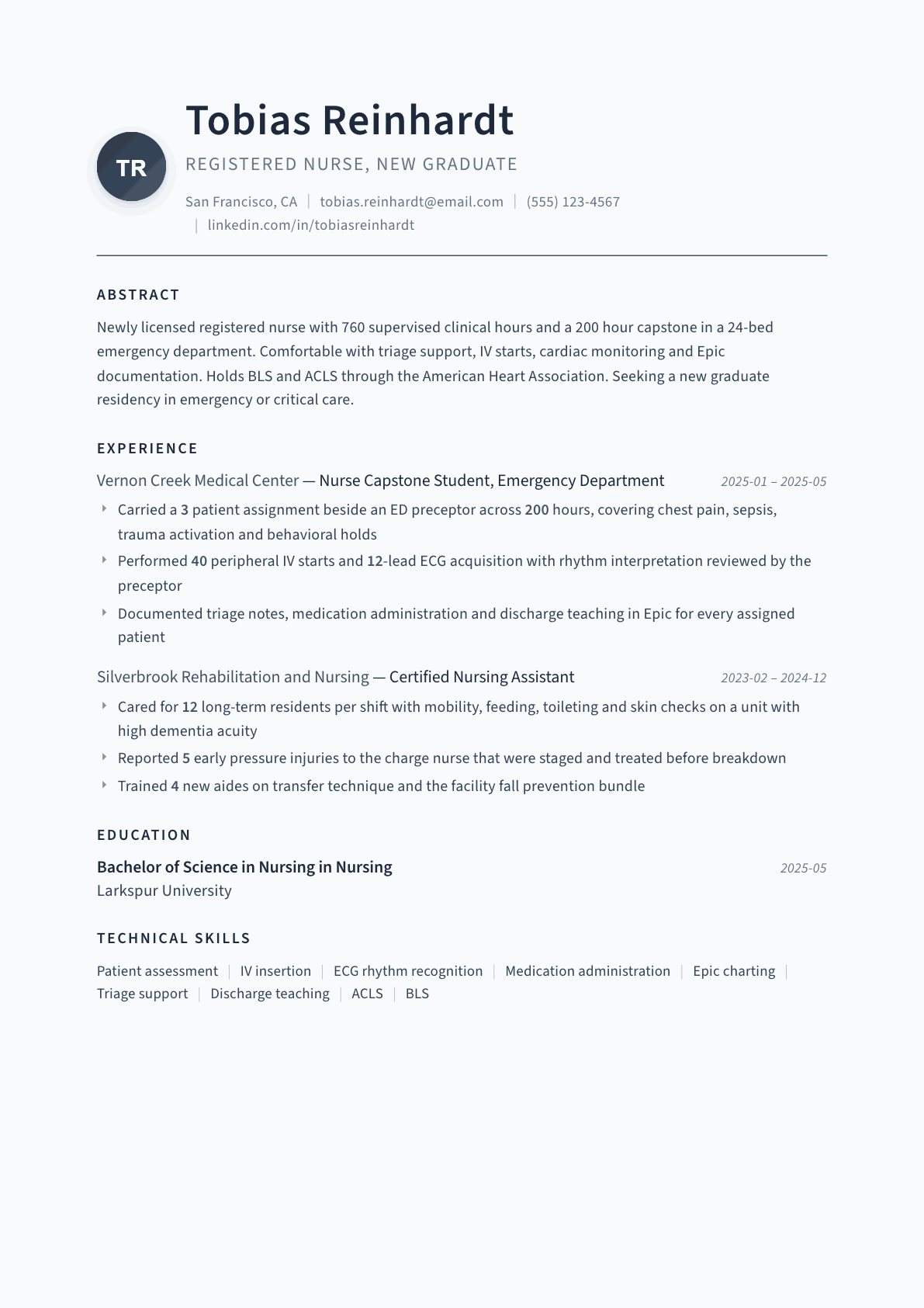 New Graduate Nurse resume example, Thesis template