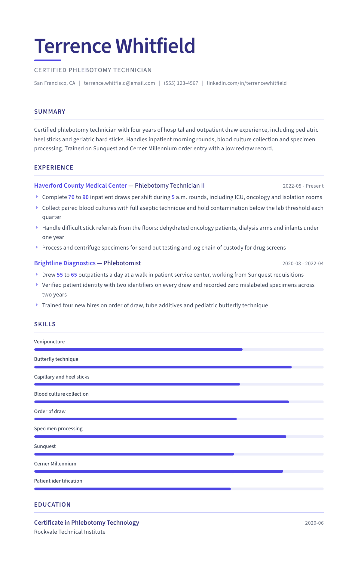 Phlebotomist resume example, Logic template