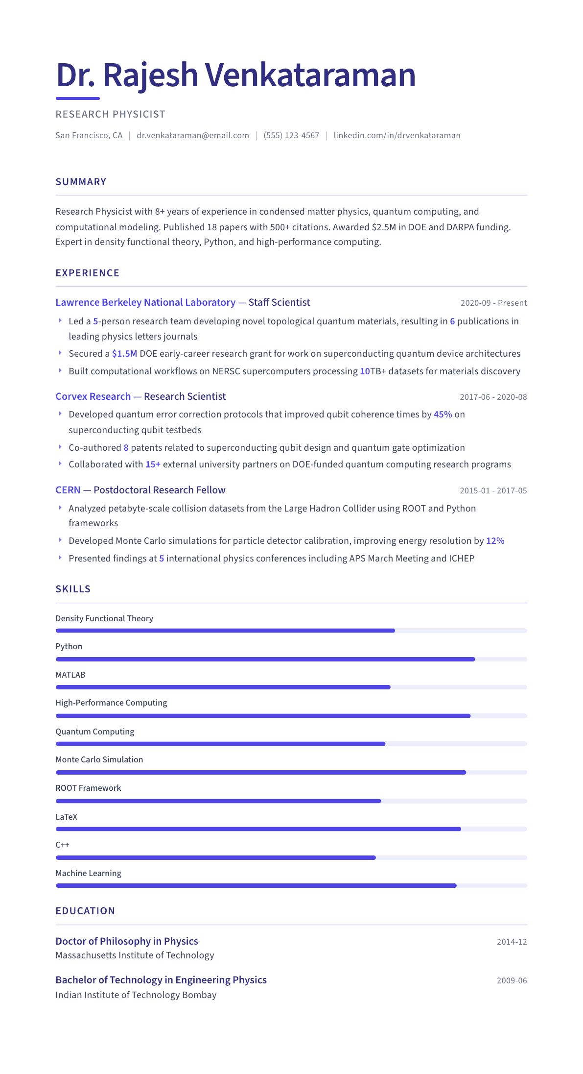 Physicist resume example, Logic template