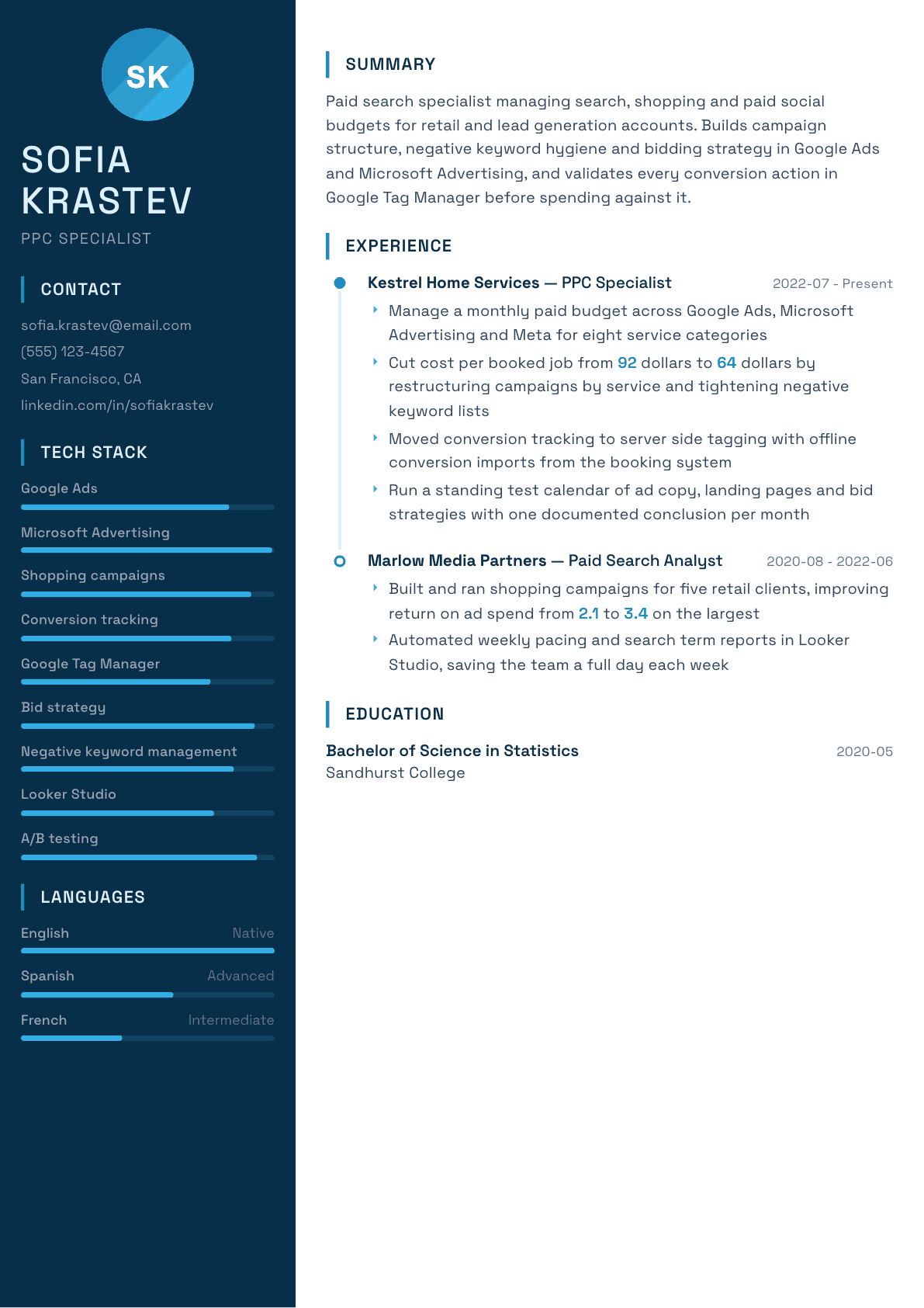 PPC Specialist resume example, Circuit template