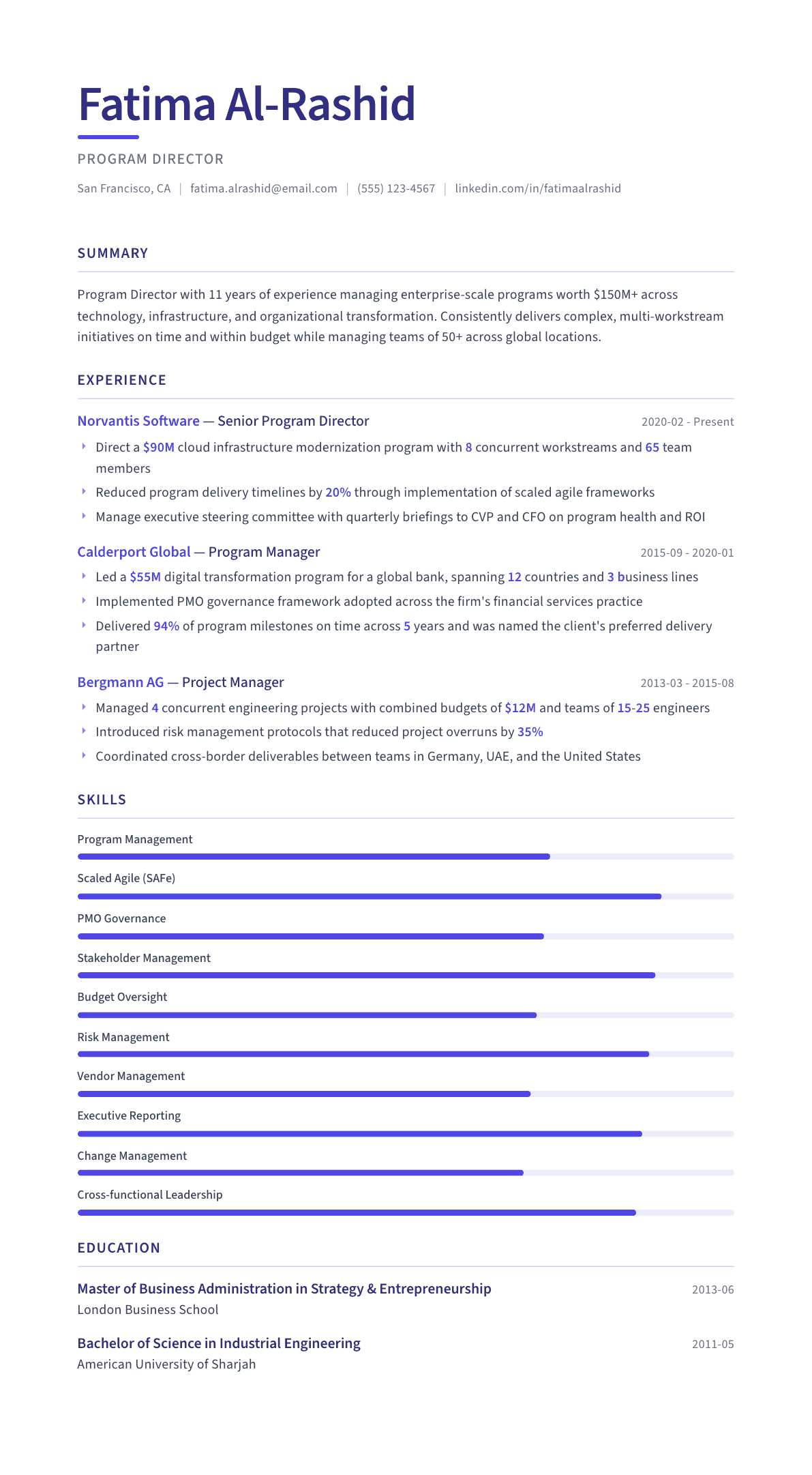 Program Director resume example, Logic template
