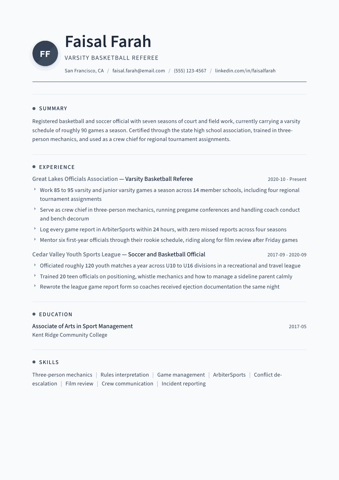 Referee resume example, Thread template