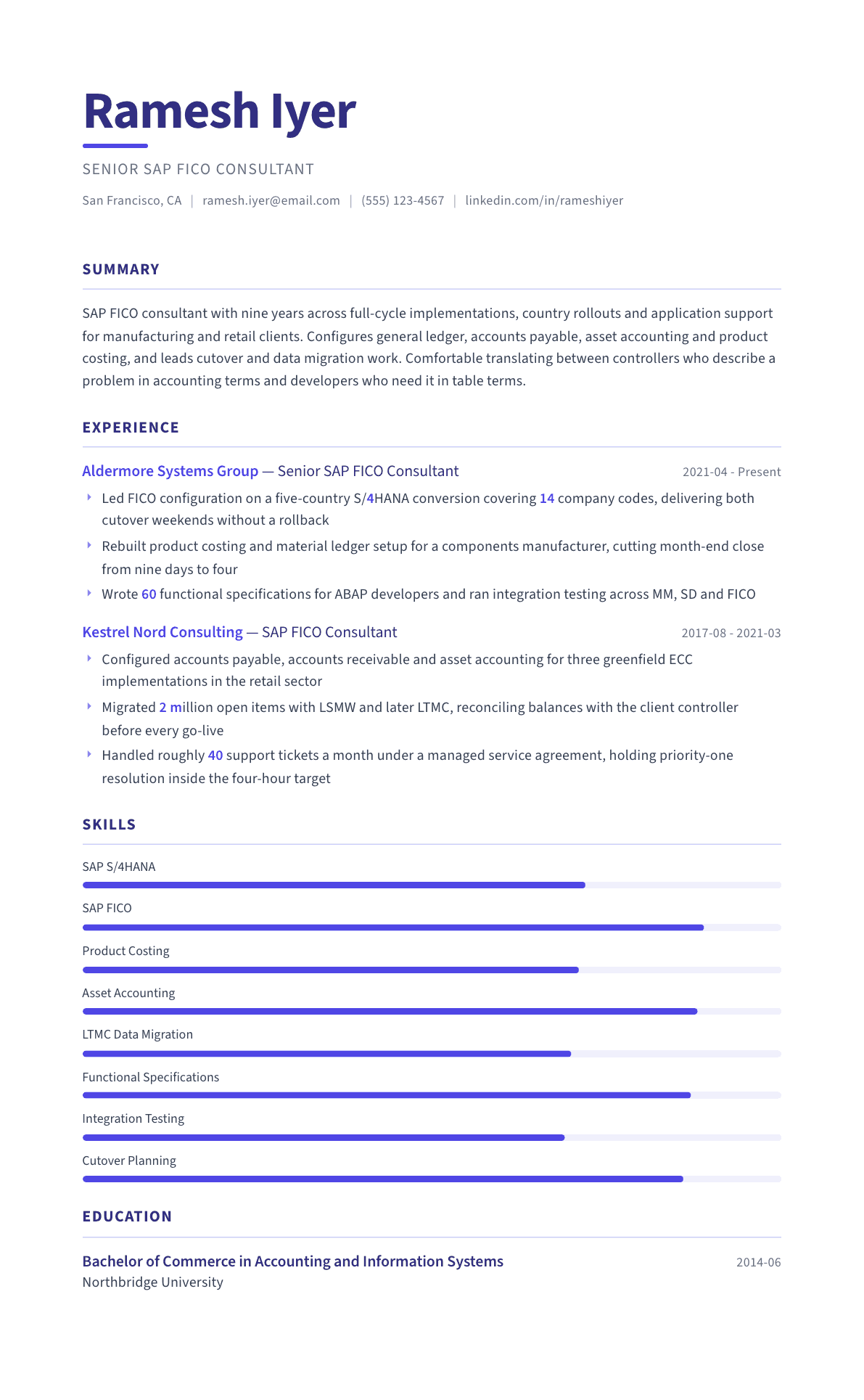 SAP Consultant resume example, Logic template
