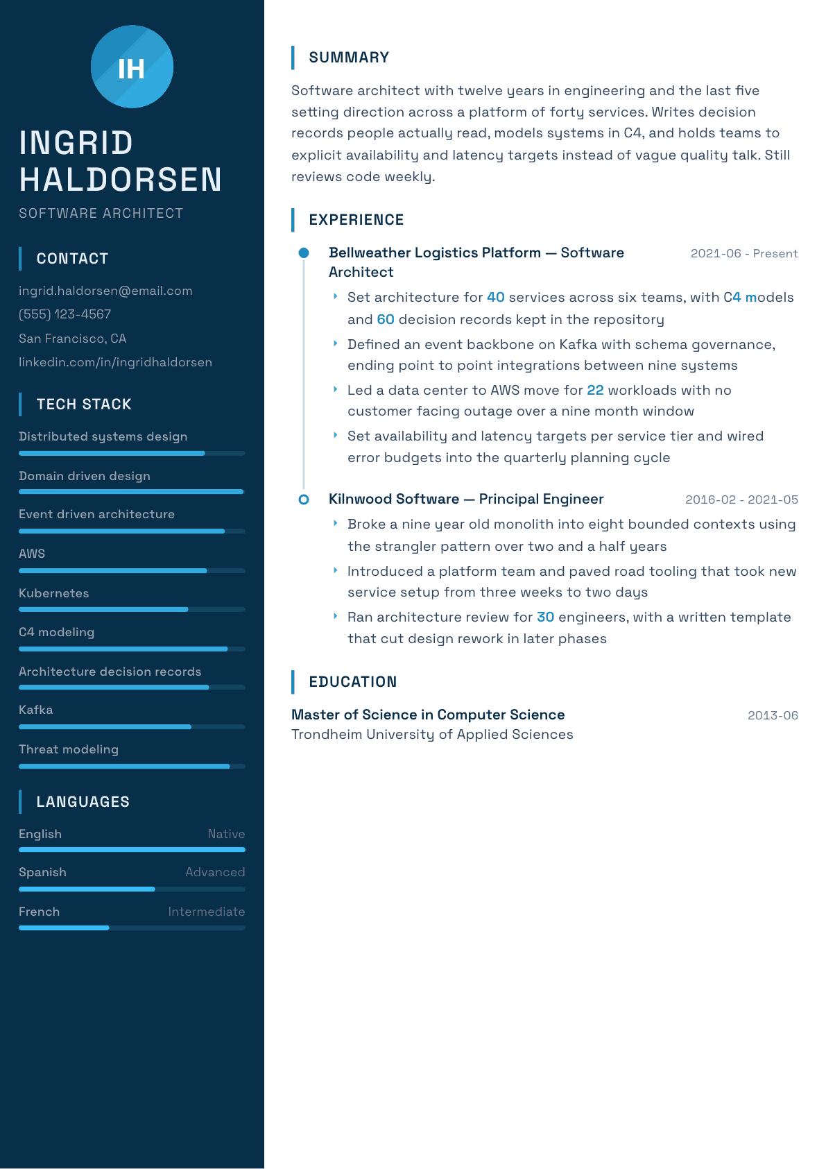 Software Architect resume example, Circuit template