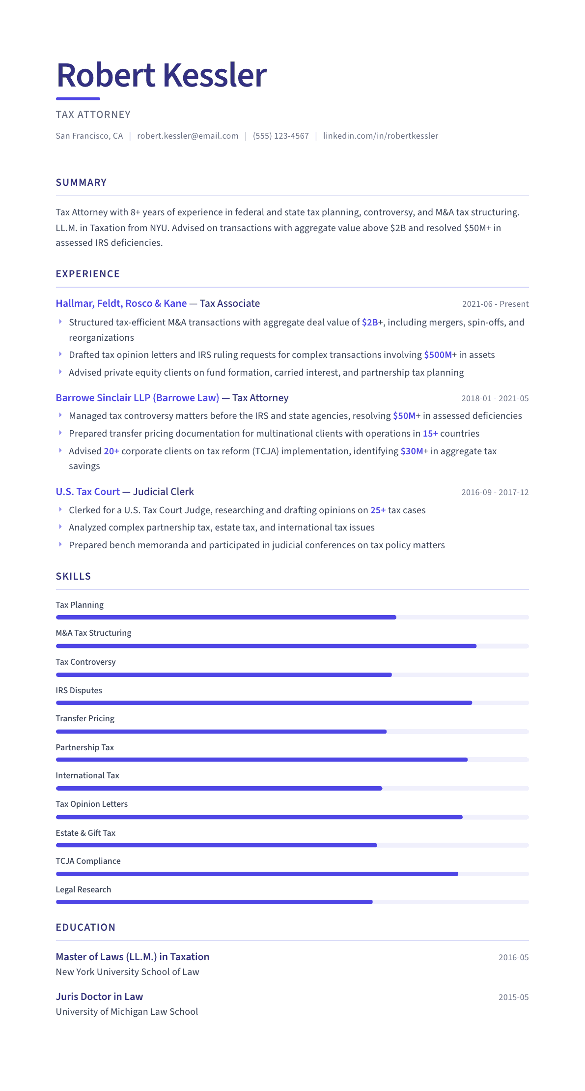 Tax Attorney resume example, Logic template