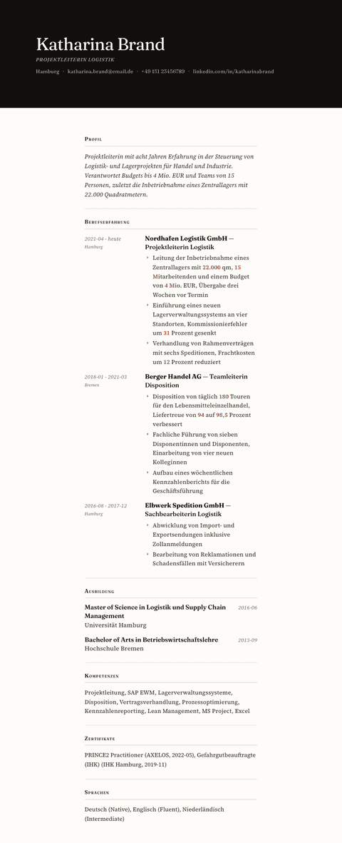 Lebenslauf Vorlage Broadsheet