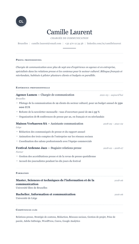 Modèle de CV simple Cornerstone