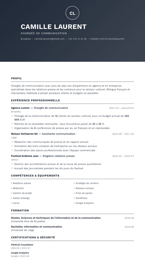 Modèle de CV simple Foundation