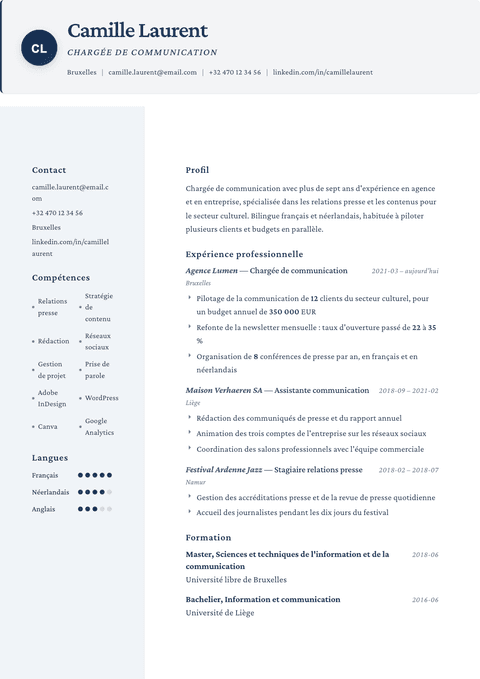 Modèle de CV simple Formal