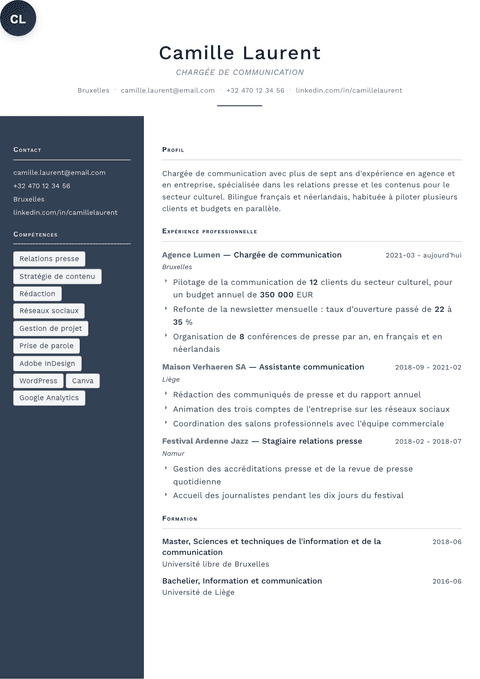Modèle de CV simple Fold