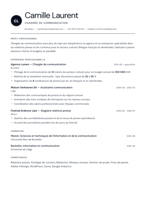 Modèle de CV simple Stockholm