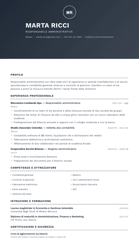Modello CV Foundation