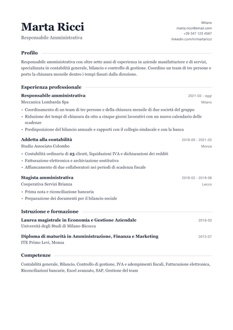 Modello CV Editorial Classic