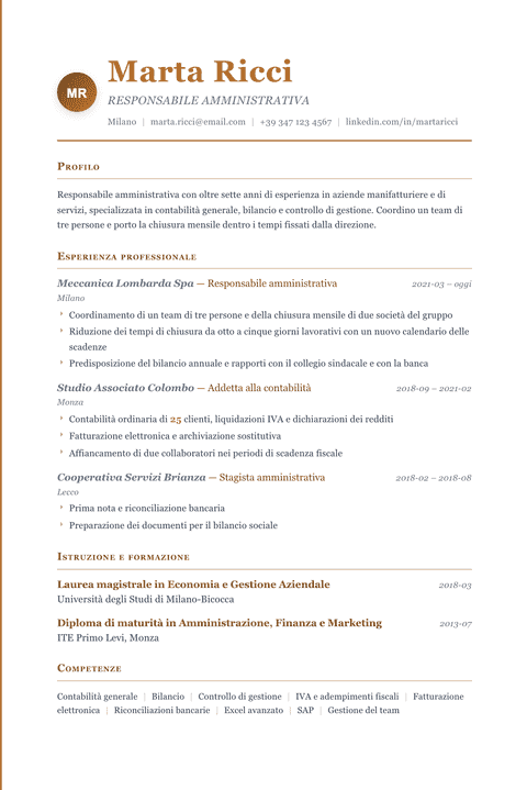 Modello CV Timeless