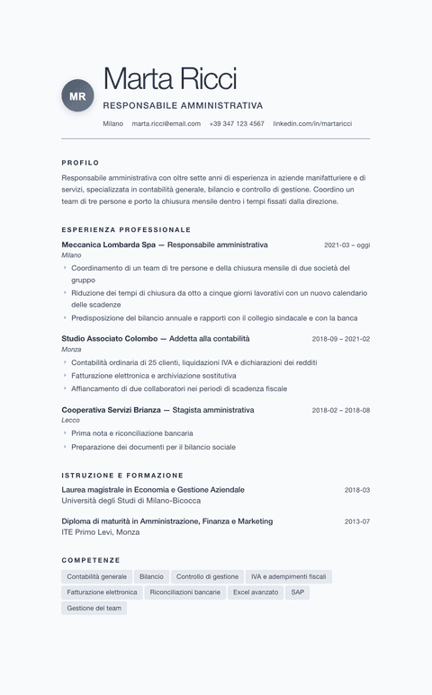 Modello CV Nordic