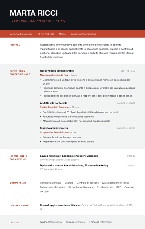 Modello CV Strata