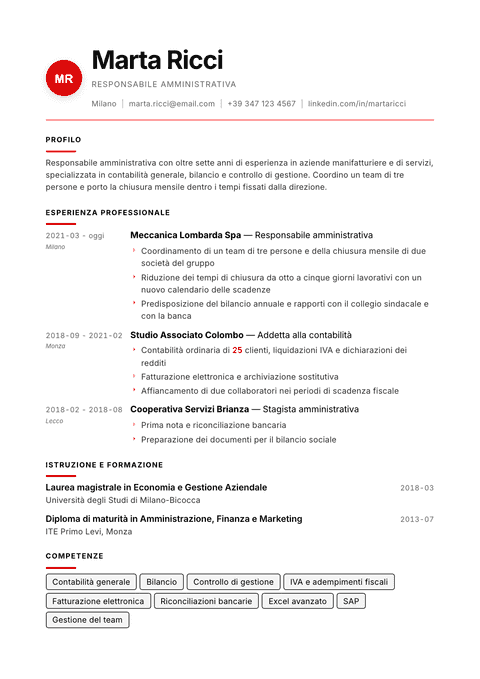Modello CV Swiss Modernist