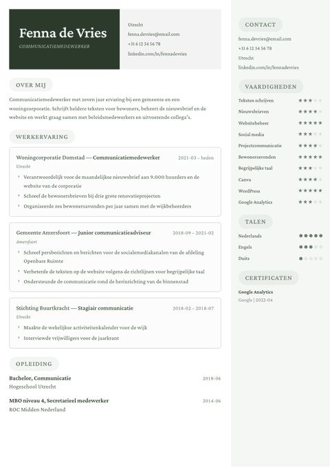 Cv-template Mayfair