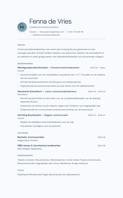 Cv-template Nordic Frost