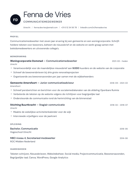 Cv-template Stockholm