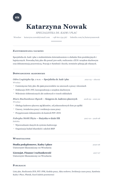 Szablon CV Scholar