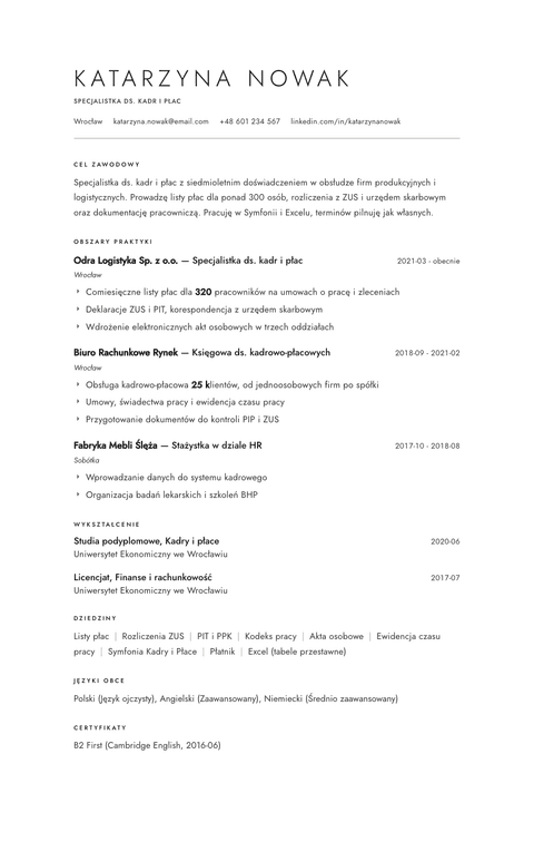 Szablon CV Atelier