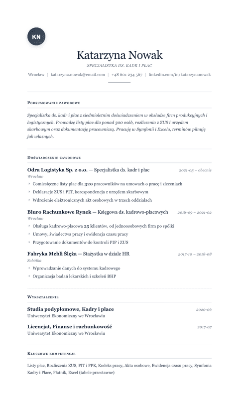 Szablon CV Cornerstone