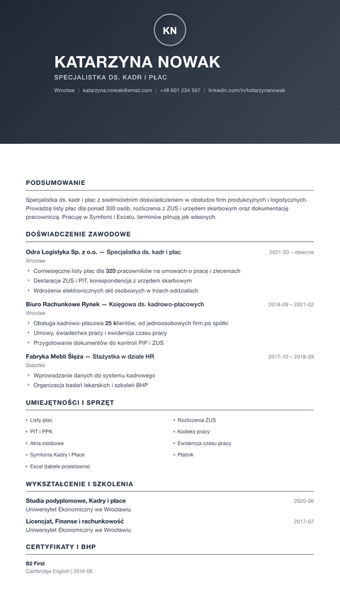Szablon CV Foundation