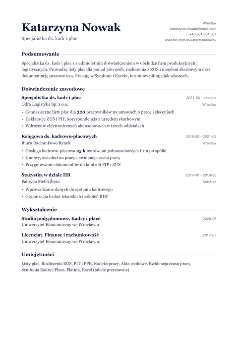 Szablon CV Editorial Classic