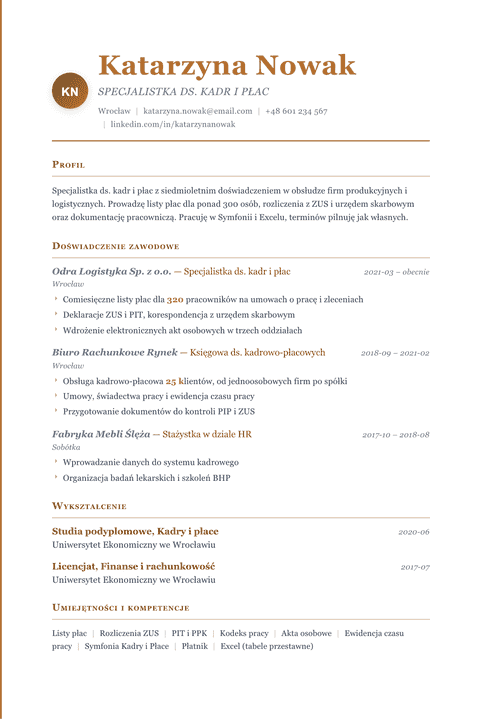 Szablon CV Timeless