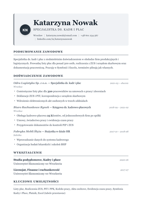Szablon CV Traditional