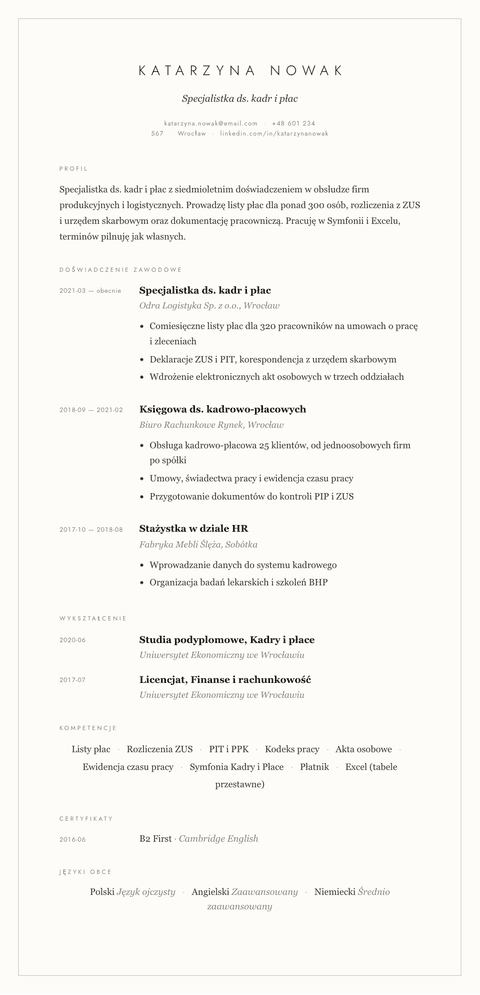 Szablon CV Vellum