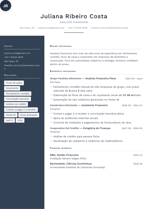 Modelo de currículo simples Fold