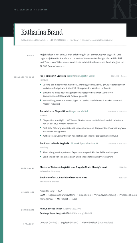 Lebenslauf Vorlage Quarto